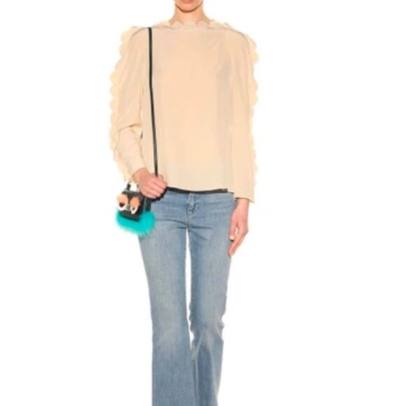 Fendi baby Pink Scalloped Edge Blouse, 100% viscose button, S - Picture 1 of 14